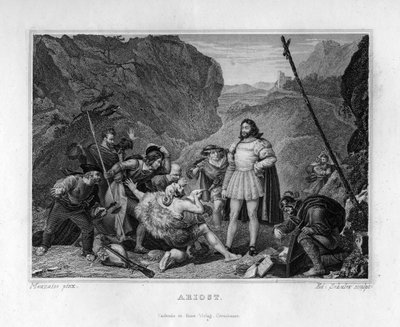 Ariosto, gerespecteerd door bandieten, ca. 1833 door Edouard Schuler
