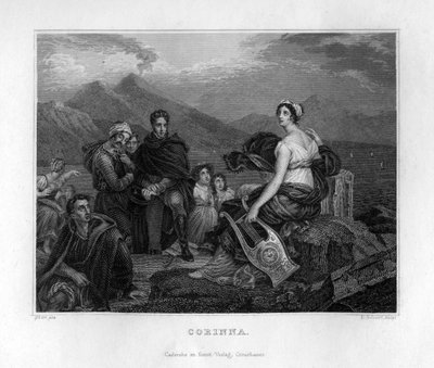 Corinna, oude Griekse dichteres door Edouard Schuler