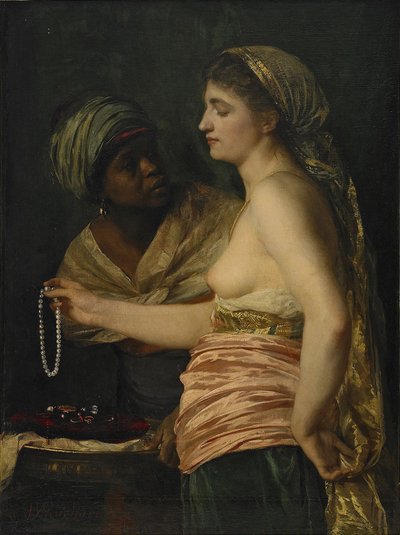 Meisje met een parelketting, 1874 door Edouard Theophile Blanchard