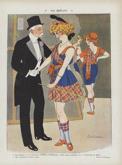 Oud Schotland. Illustratie voor Le Rire door Edouard Touraine
