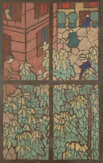 Kastanjebomen, een cartoon voor een Tiffany-glas-in-loodraam. door Edouard Vuillard