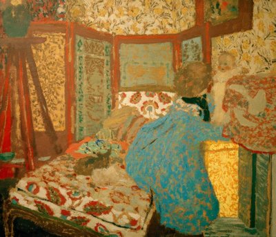 De blauwe dame met kind door Edouard Vuillard