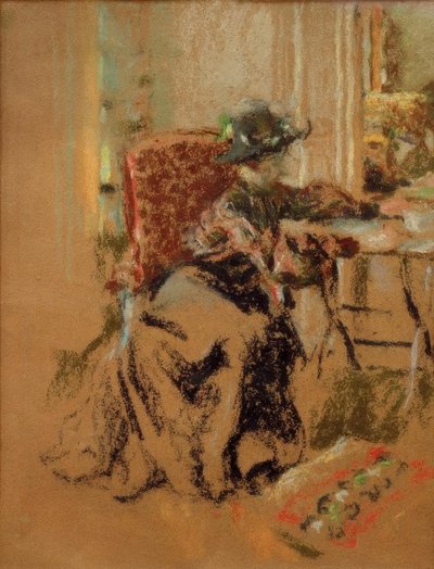 Vrouw in de kamer of De bezoekster door Edouard Vuillard