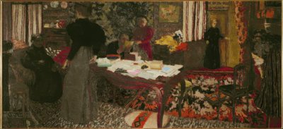 Groot interieur met zes personages door Edouard Vuillard