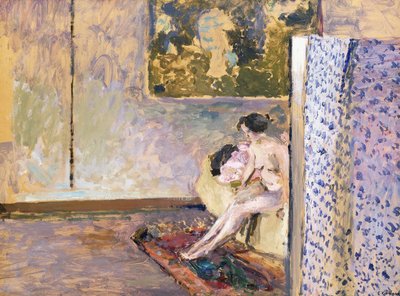 In Bonnards atelier op 60 Rue de Douai: Naakt bij een scherm door Edouard Vuillard