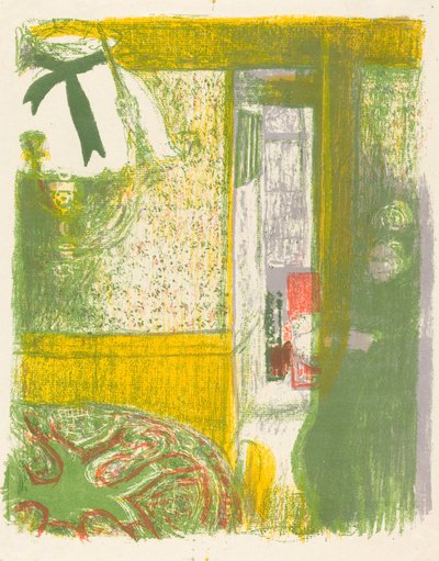 Interieur met hanglamp Interieur à la suspension, 1899 door Edouard Vuillard
