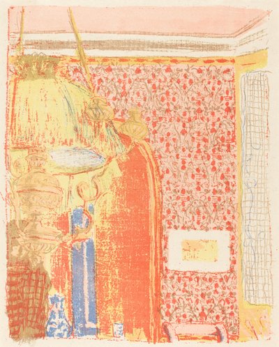 Interieur met roze behang III door Edouard Vuillard