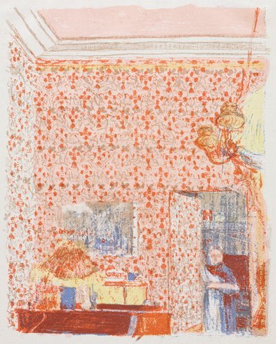 Interieur met Roze Behang I door Edouard Vuillard