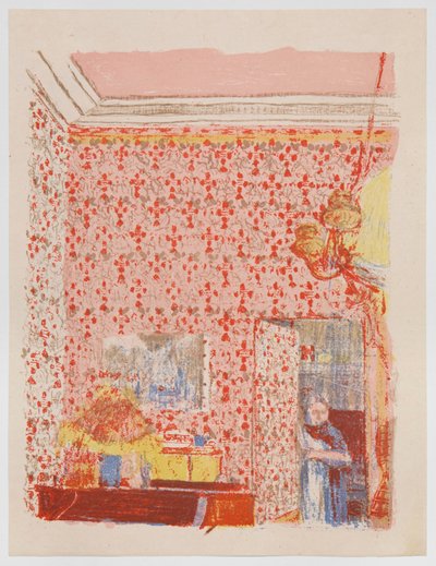 Interieur met roze behang I, uit de serie „Landschappen en interieurs“ door Edouard Vuillard