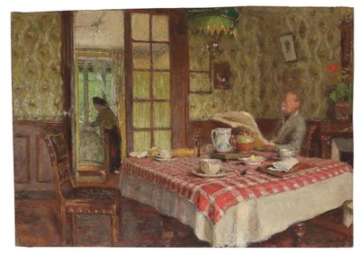 Lezen in de eetkamer, Vaucresson, 1924 door Edouard Vuillard