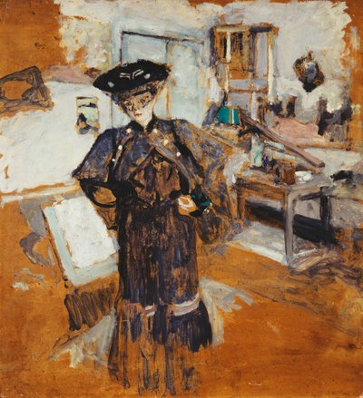 Dame met sluier, met handen op heupen door Edouard Vuillard