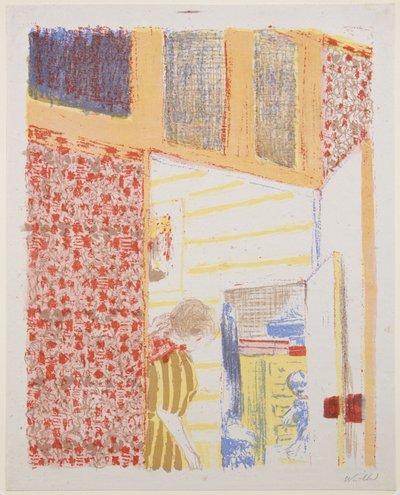 Landschappen en interieurs: Interieur met roze behang III door Edouard Vuillard