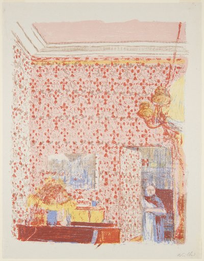 Landschappen en interieurs: Interieur met roze behang I door Edouard Vuillard