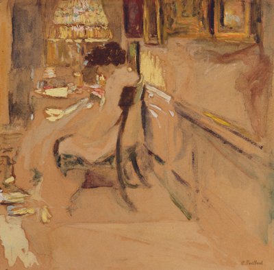 Mevrouw Hessel die onder de Lamp Naait door Edouard Vuillard