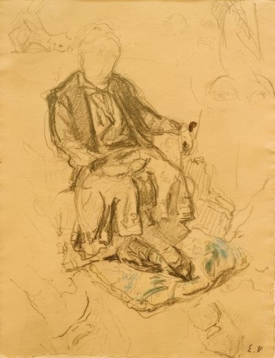 Madame Bénard zittend, voeten op een kussen door Edouard Vuillard