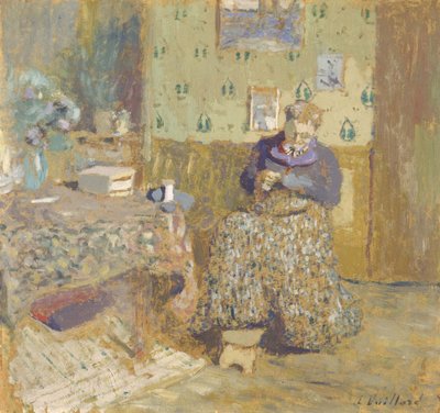 Madame Vuillard aan het naaien, 1920 door Edouard Vuillard