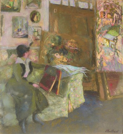 Model op een Groene Bank door Edouard Vuillard