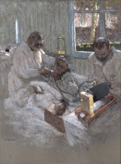 De cardioloog Henri Vaquez (1860-1936) en zijn assistent, dokter Parvu, in la Pitie, c.1918-21 door Edouard Vuillard