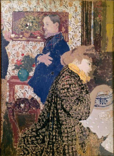 Vallotton en Misia in de eetkamer aan de Rue Saint-Florentin door Edouard Vuillard