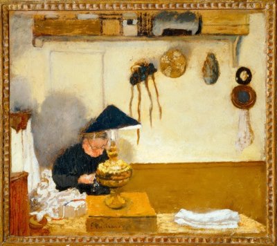 Madame Vuillard naait door Edouard Vuillard