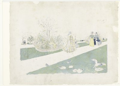 Wandelaars in het park de Tuilerieën in Parijs door Edouard Vuillard