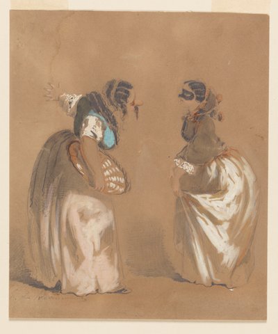 Twee Gemaskerde Dames die Buigen door Edouard de Beaumont