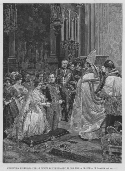 Religieuze Ceremonie voor het Huwelijk van Ferdinand II met Maria Cristina van Savoye door Edouardo Matania