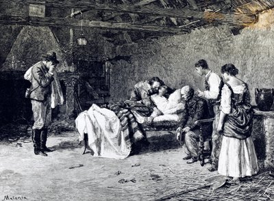 Dood van Anita Garibaldi op de boerderij van markies Guiccioli (illustratie) door Edouardo Matania