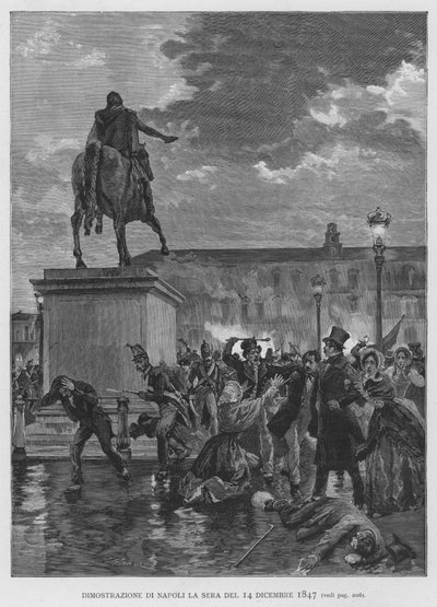 Demonstratie in Napels op de Avond van 14 December 1847 door Edouardo Matania