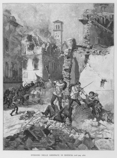 Episode van de Dagen van Brescia door Edouardo Matania
