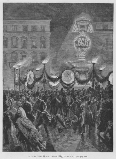 De Avond van 8 September 1847 in Milaan door Edouardo Matania