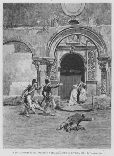 De soldaten van Del Carretto in Syracuse na de opstand van 1837 door Edouardo Matania