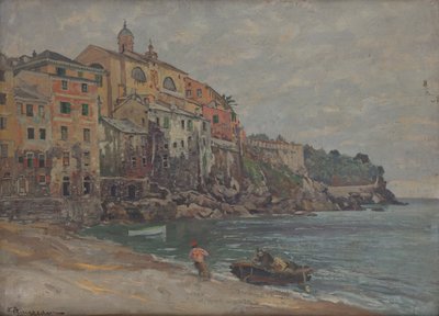 Italiaanse stad aan zee door Eduard Ameseder