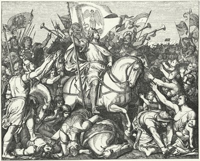 Hendrik de Vogelaar, koning van Oost-Francië, na zijn overwinning op de Magyaren bij de Slag bij Riade, 933 door Eduard Bendemann
