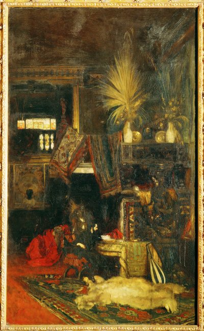 Schilder Hans Makart in zijn atelier ... (schilderij op doek) door Eduard Charlemont