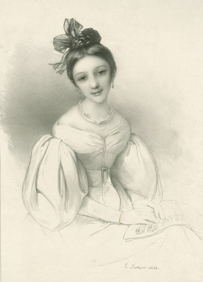Portret van Clara Wieck-Schumann 1819-1896 door Eduard Clemens Fechner