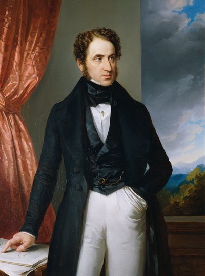 Portret van de violist en componist Josef Benesch 1795-1873, 1840 door Eduard Ender