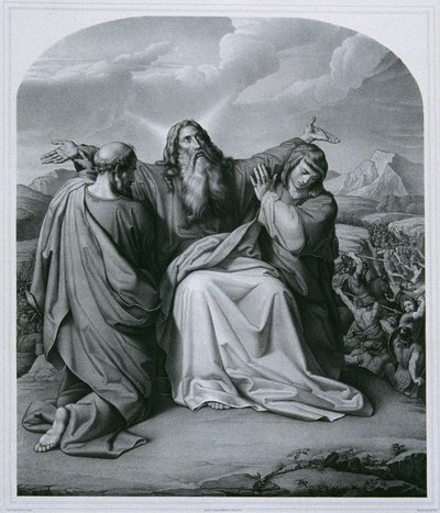 Mozes, biddend om overwinning door Eduard Friedrich Leybold