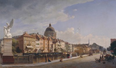 Achteraanzicht van de Huizen bij Schlossfreiheit, Berlijn door Eduard Gaertner