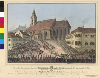 Kroning van keizerin Caroline Auguste tot koningin van Hongarije op 25 september 1825 in Bratislava door Eduard Gurk