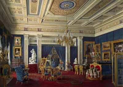 Blauwe salon in het Mariinsky Paleis in Sint-Petersburg door Eduard Hau