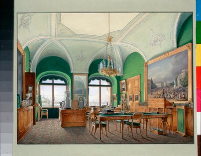 Interieurs van het Winterpaleis: De grote studeerkamer van keizer Nicolaas I door Eduard Hau
