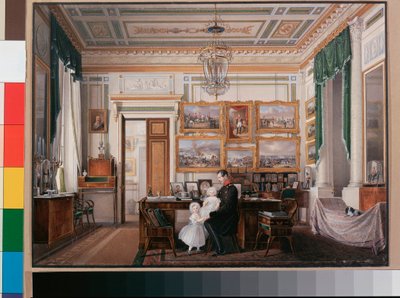 Interieurs van het Winterpaleis: De studeerkamer van Keizer Alexander II door Eduard Hau