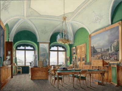Interieurs van het Winterpaleis. De grote studeerkamer van keizer Nicolaas I door Eduard Hau