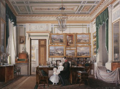 Interieurs van het Winterpaleis. De Studeerkamer van Keizer Alexander II, 1850s door Eduard Hau