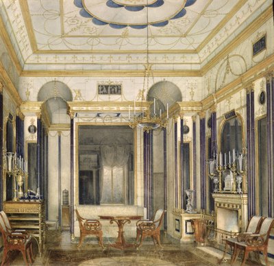 De Salon van Keizerin Maria Alexandrovna in het Grote Paleis in Tsarskoye Selo door Eduard Hau