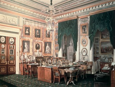 De studeerkamer van Alexander III (1845-94) in het Gatchina Paleis, c.1881 door Eduard Hau
