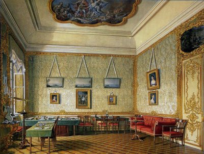 De werk- of kleine studeerkamer van keizer Alexander I in het Grote Paleis in Tsarskoye Selo, 1875 door Eduard Hau