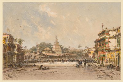 Straat in Bombay door Eduard Hildebrandt