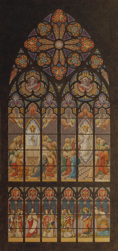 Ontwerp voor een glas-in-loodraam van de Votivkerk in Wenen door Eduard Jakob von Steinle